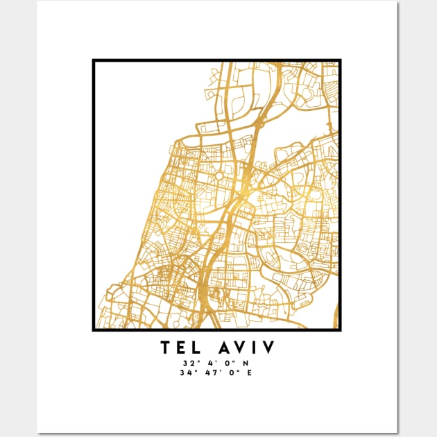 TEL AVIV ISRAEL CITY STREET MAP ART Wall Art by deificusArt